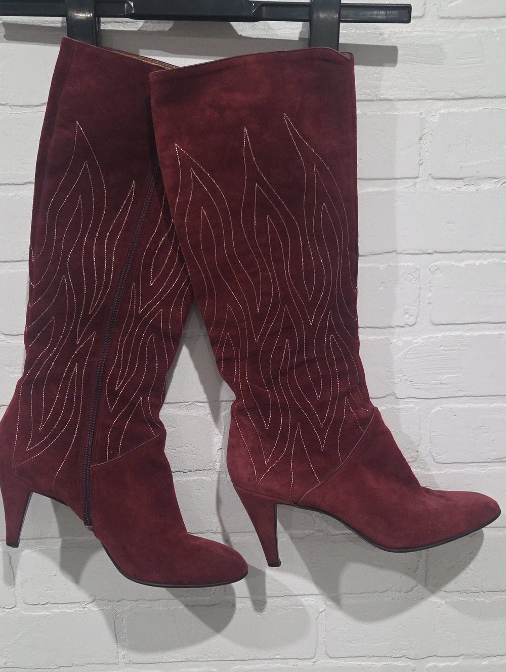 Bally Vintage Burgundy Suede Flame Boots